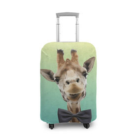 Чехол для чемодана 3D с принтом Жираф и бабочка в Тюмени, 86% полиэфир, 14% спандекс | двустороннее нанесение принта, прорези для ручек и колес | жираф