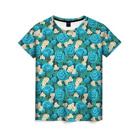 Женская футболка 3D с принтом Цветы в Тюмени, 100% полиэфир ( синтетическое хлопкоподобное полотно) | прямой крой, круглый вырез горловины, длина до линии бедер | flowers | розы | ромашки | цветы