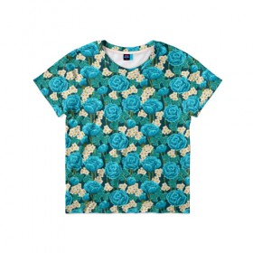 Детская футболка 3D с принтом Цветы в Тюмени, 100% гипоаллергенный полиэфир | прямой крой, круглый вырез горловины, длина до линии бедер, чуть спущенное плечо, ткань немного тянется | flowers | розы | ромашки | цветы
