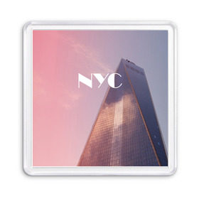 Магнит 55*55 с принтом New York в Тюмени, Пластик | Размер: 65*65 мм; Размер печати: 55*55 мм | new york | ny | nyc | york | йорк | нью | нью йорк | ретро