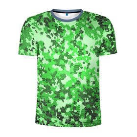 Мужская футболка 3D спортивная с принтом Камуфляж зеленые соты в Тюмени, 100% полиэстер с улучшенными характеристиками | приталенный силуэт, круглая горловина, широкие плечи, сужается к линии бедра | армия | болото | зеленка | зеленый | камок | камуфляж | лес | маскировка | мундир | натовка | охотник | пазл | прикольный | рыбак | солдат | яркий