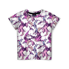 Детская футболка 3D с принтом unicorn в Тюмени, 100% гипоаллергенный полиэфир | прямой крой, круглый вырез горловины, длина до линии бедер, чуть спущенное плечо, ткань немного тянется | horse | mlp | pony | unicorn | единорог | лошадь | пони