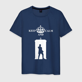 Мужская футболка хлопок с принтом Doctor Who в Тюмени, 100% хлопок | прямой крой, круглый вырез горловины, длина до линии бедер, слегка спущенное плечо. | keep calm | арт | доктор кто | надпись | сериал | фильмы