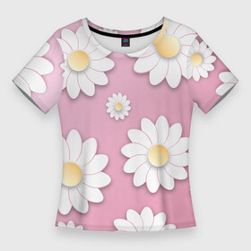 Женская футболка 3D Slim с принтом Ромашки в Тюмени,  |  | весна | природа | ромашки | цветы