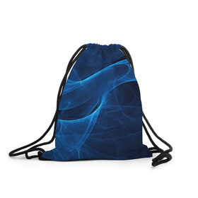 Рюкзак-мешок 3D с принтом Дым в Тюмени, 100% полиэстер | плотность ткани — 200 г/м2, размер — 35 х 45 см; лямки — толстые шнурки, застежка на шнуровке, без карманов и подкладки | Тематика изображения на принте: волна | лазер | луч | пламя | синий