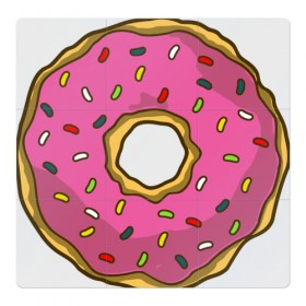 Магнитный плакат 3Х3 с принтом Пончик в Тюмени, Полимерный материал с магнитным слоем | 9 деталей размером 9*9 см | Тематика изображения на принте: bart | homer | simpsons | барт | гомер | еда | мульт | мультфильм | пончик | симпсоны | спрингфилд