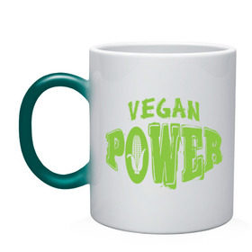 Кружка хамелеон с принтом Vegan Power в Тюмени, керамика | меняет цвет при нагревании, емкость 330 мл | yoga | веган | вегетарианец | вегетарианство | витамины | здоровье | зож | йога | кукуруза | овощи | фрукты