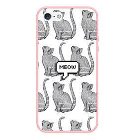 Чехол для iPhone 5/5S матовый с принтом Meow cats в Тюмени, Силикон | Область печати: задняя сторона чехла, без боковых панелей | cat | cats | meow | text | tumblr |   | котики | кошак | кошка | кошки | мяу