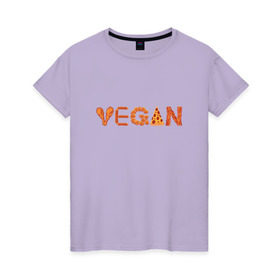 Женская футболка хлопок с принтом Vegan в Тюмени, 100% хлопок | прямой крой, круглый вырез горловины, длина до линии бедер, слегка спущенное плечо | green | vegan | yoga | бекон | веган | вегетарианец | вегетарианство | витамины | здоровье | зеленый | зож | йога | овощи | фрукты
