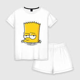 Женская пижама с шортиками хлопок с принтом Bart в Тюмени, 100% хлопок | футболка прямого кроя, шорты свободные с широкой мягкой резинкой | bart | boy | homer | simpsons | барт | гомер | мальчик | мультфильм | симпсон | симпсоны | спрингфилд