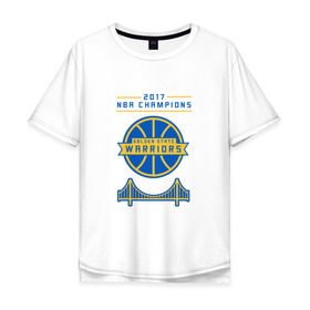 Мужская футболка хлопок Oversize с принтом Golden State Champions в Тюмени, 100% хлопок | свободный крой, круглый ворот, “спинка” длиннее передней части | basketball | golden state | nba | warriors | баскетбол | голден стейт | нба | спорт | уорриорз
