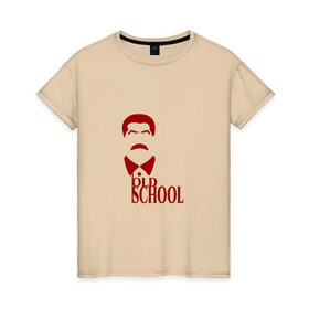 Женская футболка хлопок с принтом Сталин старая школа в Тюмени, 100% хлопок | прямой крой, круглый вырез горловины, длина до линии бедер, слегка спущенное плечо | old | school | коммунизм | портрет | ретро | советский | союз | ссср | сталин | старая | усы | школа