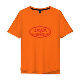 Мужская футболка хлопок Oversize с принтом Мотоцикл Jawa логотип в Тюмени, 100% хлопок | свободный крой, круглый ворот, “спинка” длиннее передней части | jawa | мотоцикл | ява