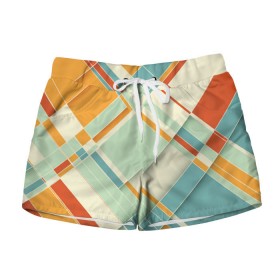 Женские шорты 3D с принтом Цветные прямоугольники в Тюмени, 100% полиэстер | прямой крой, два кармана без застежек по бокам. Мягкая трикотажная резинка на поясе, внутри которой широкие завязки. Длина до середины бедра | прямоугольники