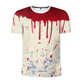 Мужская футболка 3D спортивная с принтом Кровь в Тюмени, 100% полиэстер с улучшенными характеристиками | приталенный силуэт, круглая горловина, широкие плечи, сужается к линии бедра | Тематика изображения на принте: 3d | арт | краска | кровь | прикольные | цветные