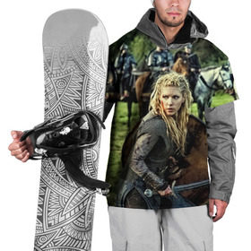Накидка на куртку 3D с принтом Лагерта в Тюмени, 100% полиэстер |  | 3d | katheryn winnick | lagertha | vikings | воин | девушка | кэтрин уинник | меч | сериал | фильмы