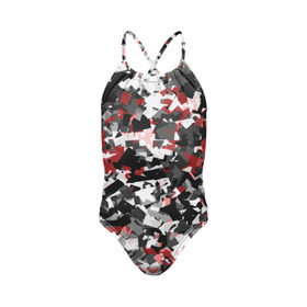 Детский купальник 3D с принтом Городской камуфляж в Тюмени, Полиэстер 85%, Спандекс 15% | Слитный крой, подклад по переду изделия, узкие бретели | camo | urban | белый | гранж | красный | маскировка | милитари | паттерн | серый | текстура