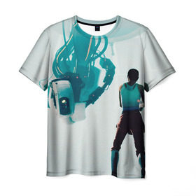 Мужская футболка 3D с принтом Portal в Тюмени, 100% полиэфир | прямой крой, круглый вырез горловины, длина до линии бедер | glados | portal | гладос | портал