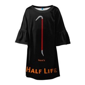 Детское платье 3D с принтом Half-Life в Тюмени, 100% полиэстер | прямой силуэт, чуть расширенный к низу. Круглая горловина, на рукавах — воланы | freeman | gordon | half | halflife | hl | life | гордон | лайф | фримен | халва | халф | халфлайф | халява