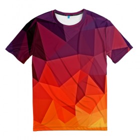 Мужская футболка 3D с принтом Geometric в Тюмени, 100% полиэфир | прямой крой, круглый вырез горловины, длина до линии бедер | abstract | abstraction | color | geometry | mirror | polygon | абстракция | геометрия | грани | линии | полигоны | сочетания | треугольники