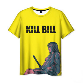 Мужская футболка 3D с принтом Убить Билла в Тюмени, 100% полиэфир | прямой крой, круглый вырез горловины, длина до линии бедер | Тематика изображения на принте: kill bill | катана | квентин | меч | невеста | тарантино | ума турман