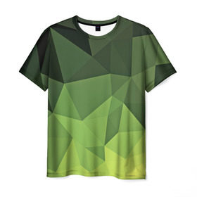 Мужская футболка 3D с принтом Хаки геометрия в Тюмени, 100% полиэфир | прямой крой, круглый вырез горловины, длина до линии бедер | Тематика изображения на принте: зеленый | полигоны