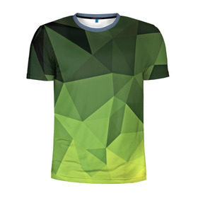 Мужская футболка 3D спортивная с принтом Хаки геометрия в Тюмени, 100% полиэстер с улучшенными характеристиками | приталенный силуэт, круглая горловина, широкие плечи, сужается к линии бедра | зеленый | полигоны