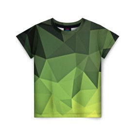 Детская футболка 3D с принтом Хаки геометрия в Тюмени, 100% гипоаллергенный полиэфир | прямой крой, круглый вырез горловины, длина до линии бедер, чуть спущенное плечо, ткань немного тянется | зеленый | полигоны