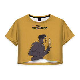 Женская футболка 3D укороченная с принтом Лейтенант Альдо Рейн в Тюмени, 100% полиэстер | круглая горловина, длина футболки до линии талии, рукава с отворотами | lt. aldo raine | брэд питт | жид медведь | квентин тарантино | нож
