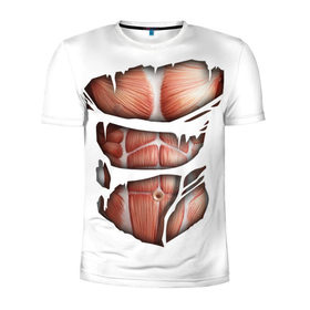 Мужская футболка 3D спортивная с принтом Человек без кожи в Тюмени, 100% полиэстер с улучшенными характеристиками | приталенный силуэт, круглая горловина, широкие плечи, сужается к линии бедра | кожа | креатив | мода | мышцы | раны | рваная | стиль