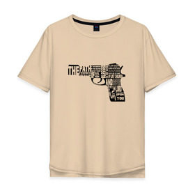 Мужская футболка хлопок Oversize с принтом Pulp Fiction в Тюмени, 100% хлопок | свободный крой, круглый ворот, “спинка” длиннее передней части | 25 17 | 2517 | библия | криминальное чтиво | оружие | пистолет | самюэль джексон | цитата | эклезиаст