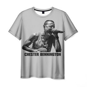 Мужская футболка 3D с принтом Честер Беннингтон в Тюмени, 100% полиэфир | прямой крой, круглый вырез горловины, длина до линии бедер | bennington | chester | linkin | park | rip | беннингтон | рок | честер