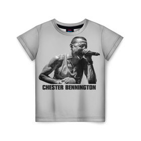 Детская футболка 3D с принтом Честер Беннингтон в Тюмени, 100% гипоаллергенный полиэфир | прямой крой, круглый вырез горловины, длина до линии бедер, чуть спущенное плечо, ткань немного тянется | bennington | chester | linkin | park | rip | беннингтон | рок | честер