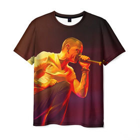 Мужская футболка 3D с принтом Chester Bennington в Тюмени, 100% полиэфир | прямой крой, круглый вырез горловины, длина до линии бедер | chester bennington | рок