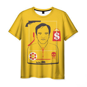 Мужская футболка 3D с принтом Квентин Тарантино в Тюмени, 100% полиэфир | прямой крой, круглый вырез горловины, длина до линии бедер | бешеные псы | джеки браун | жестокость | квентин | кино | криминал | криминальное чтиво | кровь | омерзительная восьмерка | тарантино