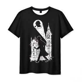 Мужская футболка 3D с принтом Шерлок Холмс в Тюмени, 100% полиэфир | прямой крой, круглый вырез горловины, длина до линии бедер | holmes | sherlock | sherlock holmes | англия | великобритания | сыщик | холмс | шерлок