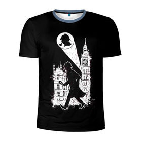 Мужская футболка 3D спортивная с принтом Шерлок Холмс в Тюмени, 100% полиэстер с улучшенными характеристиками | приталенный силуэт, круглая горловина, широкие плечи, сужается к линии бедра | holmes | sherlock | sherlock holmes | англия | великобритания | сыщик | холмс | шерлок