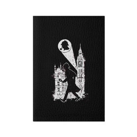 Обложка для паспорта матовая кожа с принтом Шерлок Холмс в Тюмени, натуральная матовая кожа | размер 19,3 х 13,7 см; прозрачные пластиковые крепления | Тематика изображения на принте: holmes | sherlock | sherlock holmes | англия | великобритания | сыщик | холмс | шерлок