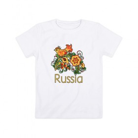 Детская футболка хлопок с принтом Россия - наша страна в Тюмени, 100% хлопок | круглый вырез горловины, полуприлегающий силуэт, длина до линии бедер | russia | патриотизм | россия