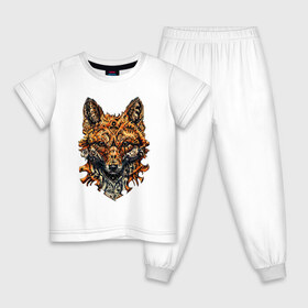 Детская пижама хлопок с принтом Fox в Тюмени, 100% хлопок |  брюки и футболка прямого кроя, без карманов, на брюках мягкая резинка на поясе и по низу штанин
 | art | wild | животные | искусство | лиса | лисица | лисичка | природа