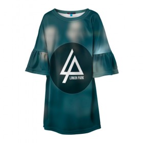 Детское платье 3D с принтом Для любителя Linkin Park в Тюмени, 100% полиэстер | прямой силуэт, чуть расширенный к низу. Круглая горловина, на рукавах — воланы | linkin park | беннингтон | линкин парк | логотип | майк | рок | честер | честор | шинода