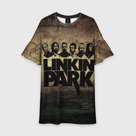 Детское платье 3D с принтом Linkin Park Band в Тюмени, 100% полиэстер | прямой силуэт, чуть расширенный к низу. Круглая горловина, на рукавах — воланы | Тематика изображения на принте: chester bennington | linkin park | беннингтон | линкин паркб честер | майк | шинода