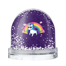 Снежный шар с принтом Радужный Единорог в Очках в Тюмени, Пластик | Изображение внутри шара печатается на глянцевой фотобумаге с двух сторон | colors | pizza | pony | rainbow | unicorn | бекон | единорог | конь | очки | пицца | пони | пончик | радуга | рог | солнцезащитные очки