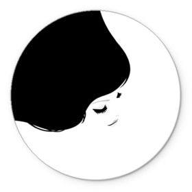 Коврик круглый с принтом Лицо и волосы девушки в Тюмени, резина и полиэстер | круглая форма, изображение наносится на всю лицевую часть | белое | брови | волосы | глаза | голова | губы | девочка | девушка | женщина | инь янь | красивая | переход | текстура | черное