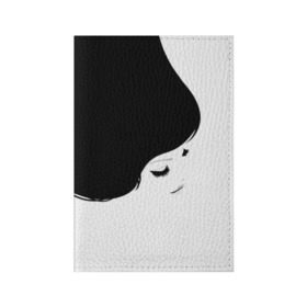 Обложка для паспорта матовая кожа с принтом Лицо и волосы девушки в Тюмени, натуральная матовая кожа | размер 19,3 х 13,7 см; прозрачные пластиковые крепления | белое | брови | волосы | глаза | голова | губы | девочка | девушка | женщина | инь янь | красивая | переход | текстура | черное