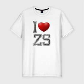 Мужская футболка премиум с принтом I love ZS в Тюмени, 92% хлопок, 8% лайкра | приталенный силуэт, круглый вырез ворота, длина до линии бедра, короткий рукав | zack snyder | зак снайдер | я люблю зс