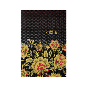 Обложка для паспорта матовая кожа с принтом Россия в Тюмени, натуральная матовая кожа | размер 19,3 х 13,7 см; прозрачные пластиковые крепления | роспись | россия | хохлома | цветы | я русский