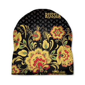 Шапка 3D с принтом Россия в Тюмени, 100% полиэстер | универсальный размер, печать по всей поверхности изделия | роспись | россия | хохлома | цветы | я русский