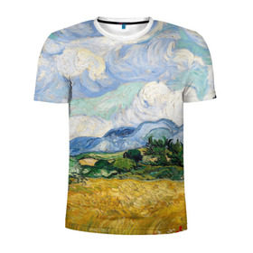 Мужская футболка 3D спортивная с принтом Ван Гог Картина в Тюмени, 100% полиэстер с улучшенными характеристиками | приталенный силуэт, круглая горловина, широкие плечи, сужается к линии бедра | картина | лето | масло | мировой шедевр | пейзаж