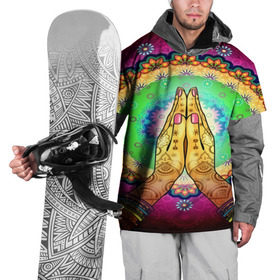 Накидка на куртку 3D с принтом Meditation в Тюмени, 100% полиэстер |  | 3d | indian | mandala | арт | йога | медитация | руки | узор | цветы